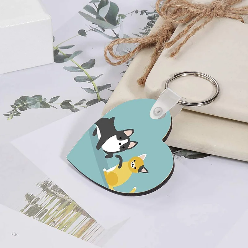 Custom Shape Wood Mdf Sublimation Keychain Blanks
