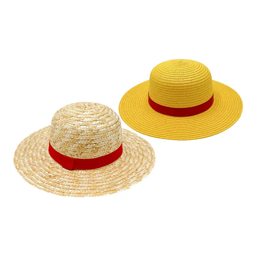One Piece Cartoon Luffy Straw Hat Kids and Adults Yellow Paper Eco-friendly  Anime Cosplay Dress-Up Ribbon 1pc for Daily Use