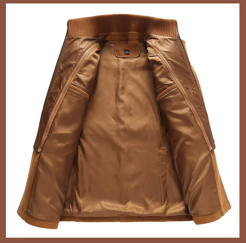 Autumn and Winter Middle-Aged Fashion High-End Atmospheric Wool Overcoat in the Long Thickened Woollen Coat Men_voghion.com