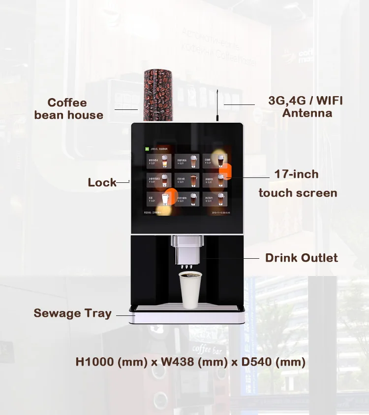 Minibar Cafeteria Touch Screen Automatic Commercial Coffee Machine –  Triangle Bean Machines