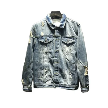 oversized drop shoulder vintage denim jacket for men wholesale cheap prices plus size denim jackets for men