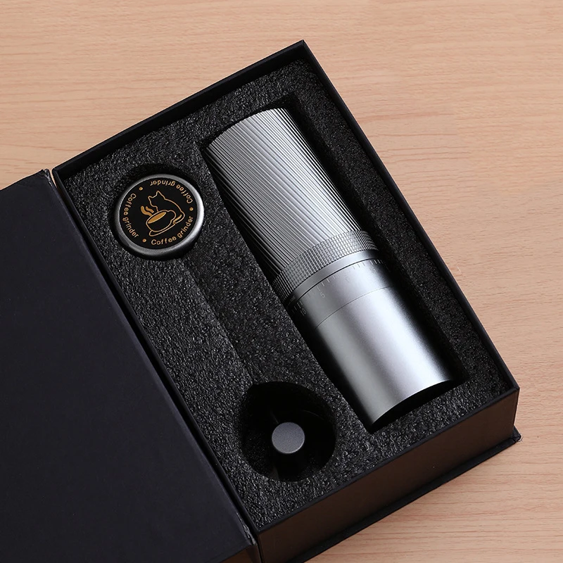 Manual Coffee Grinders External Adjustment Fine Diagonal Stripe Solid Wood Metal Handle Durable Washable Lightweight Compact factory
