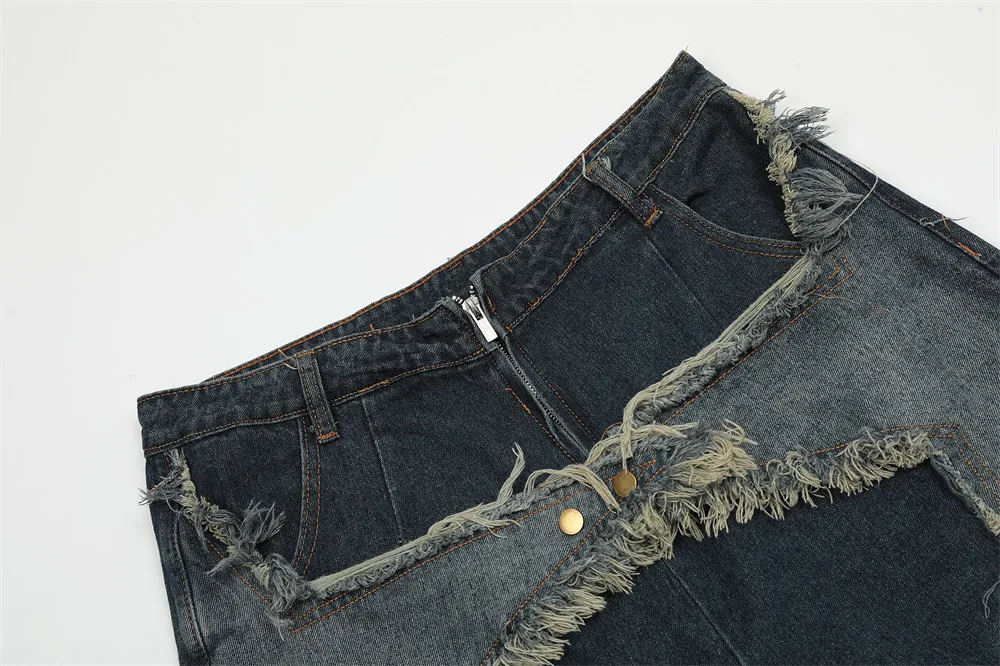 Clothing Manufacturers Washed Cloth Patch Embroidery Loose Custom Denim Shorts Men Men's Shorts