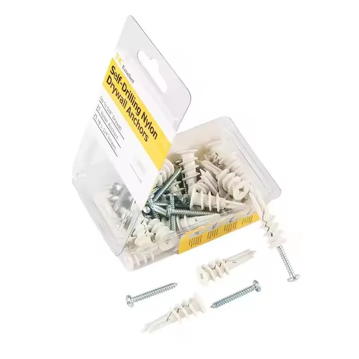 White Nylon Self-Drilling Wall Mount Anchor Industrial Plastic Screws for Home Improvement and Construction