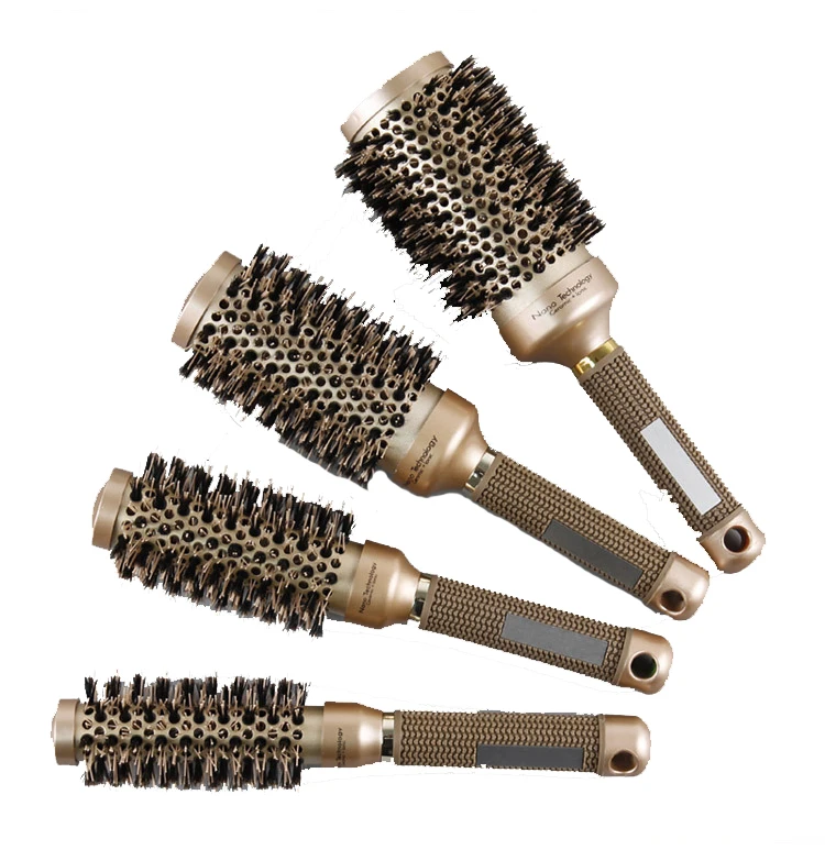 Hair Brush Curly Hair Nano Boar Bristle Salon Comb Barrel Blow Dry Hair Round Brush In 4 Sizes Profe