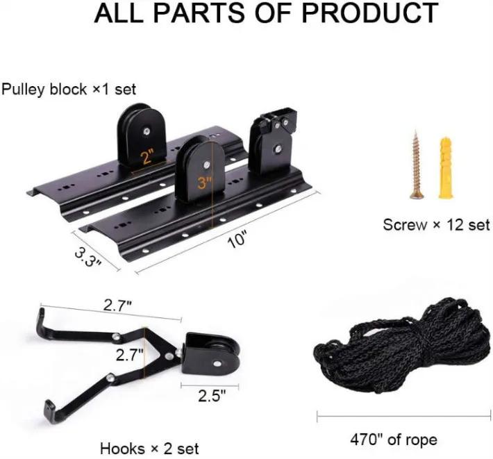 Indoor Vertical Surfboard Rack Bike Ceiling Mounted Hoist Pulleys