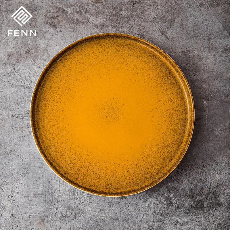 product fenn 12 fashion nordic custom logo restaurant dinning steak slald  plates reactive ceramic colored plates hotel porcelain plate-59