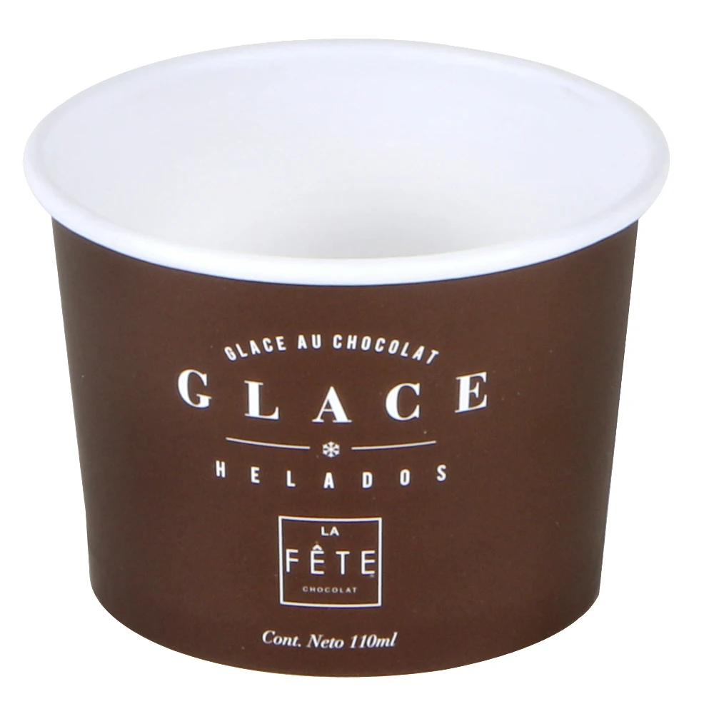 Custom wholesale printed eco friendly disposable Take Away Food Bow Kraft paper ice cream packaging cup