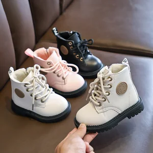 New Fashion Plush Children Shoe Wholesale Toddler Thermal Baby Winter Footwear Western Casual PU Boots for Kids Girl and Boys