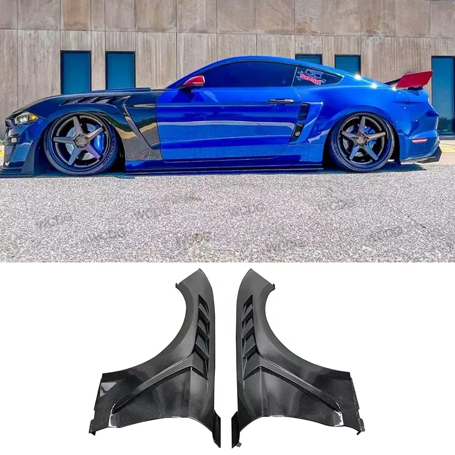 Gtd Style Carbon Fiber Front Fender For Ford Mustang 2018-2023 Front Vented Side Fender Auto Parts