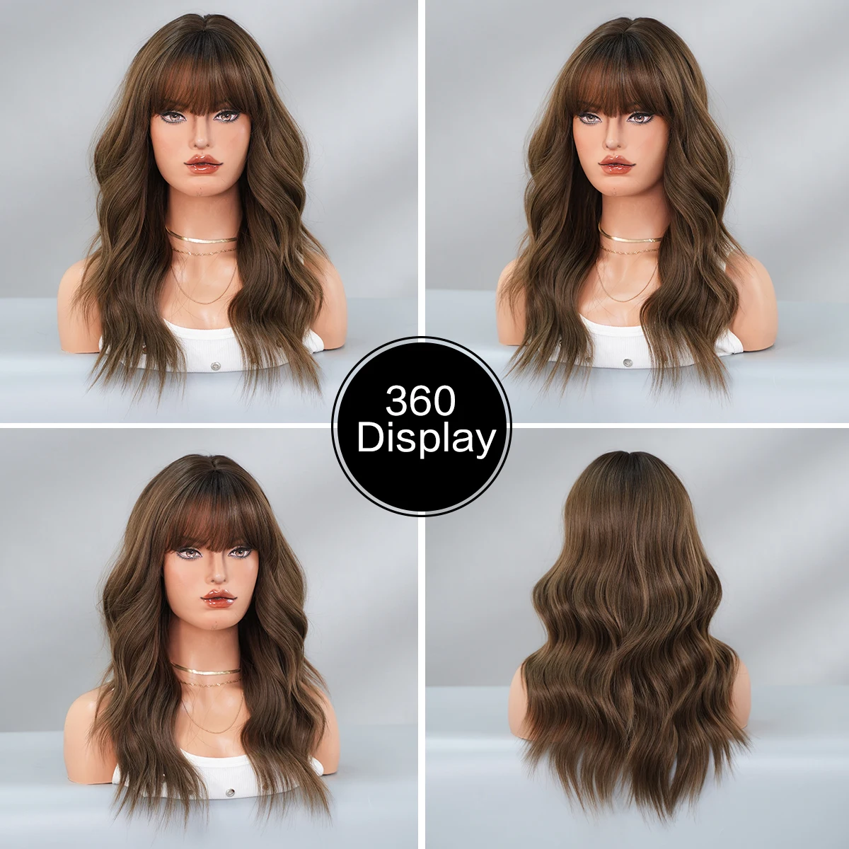 22 Inch Curly Brown Synthetic Hair Shoulder Length Water 