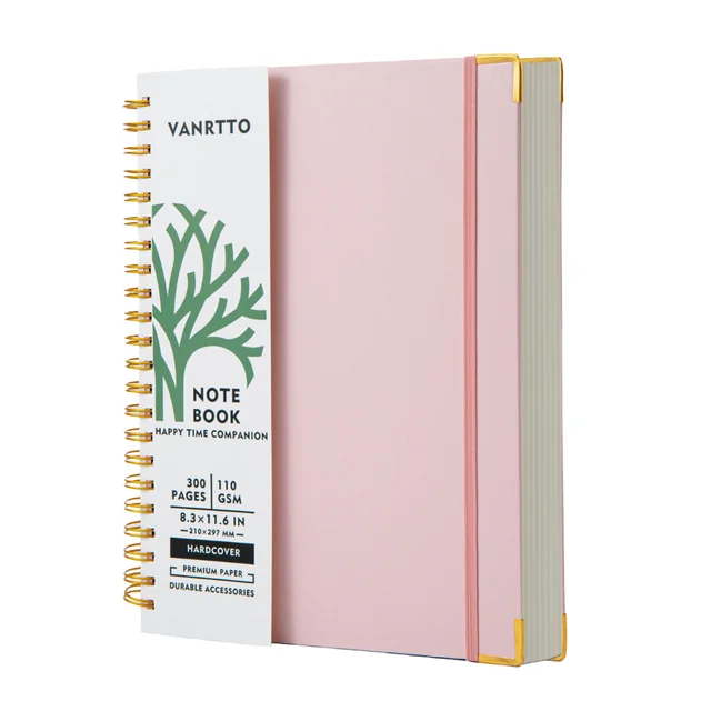 A5 110gsm Hardcover Spiral Notebook 300 Page Art Journal Printed Organizer Leather Cover for College Ruled Drawing for Work Gift