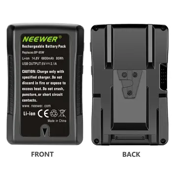 Neewer V Mount/V Lock Battery - 95Wh 14.8V 6600mAh Rechargeable Li-ion Battery for Broadcast Video Camcorder,For  HDCAM detail image