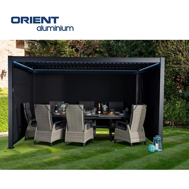 Custom Bioclimatic Pergola Motorized Waterproof Customized Modern Louvered Roof Aluminum Pergola