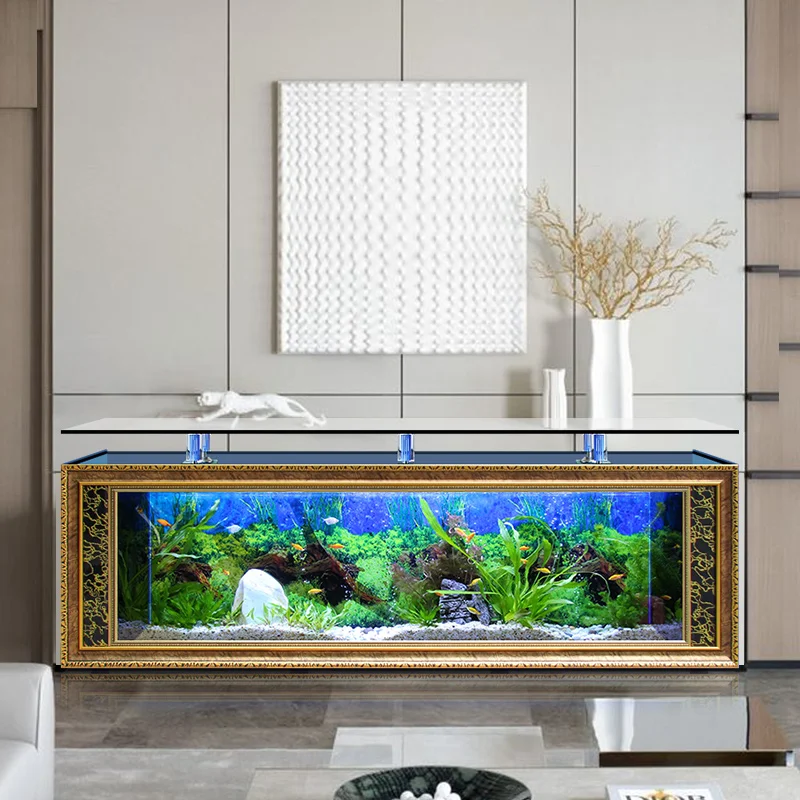 大型カスタムガラス製クリア高級水槽、リビングルームのテレビ