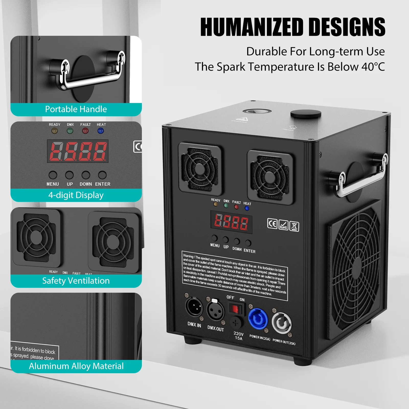 600W Cold Spark Machine with Wireless DMX Control - Ideal for