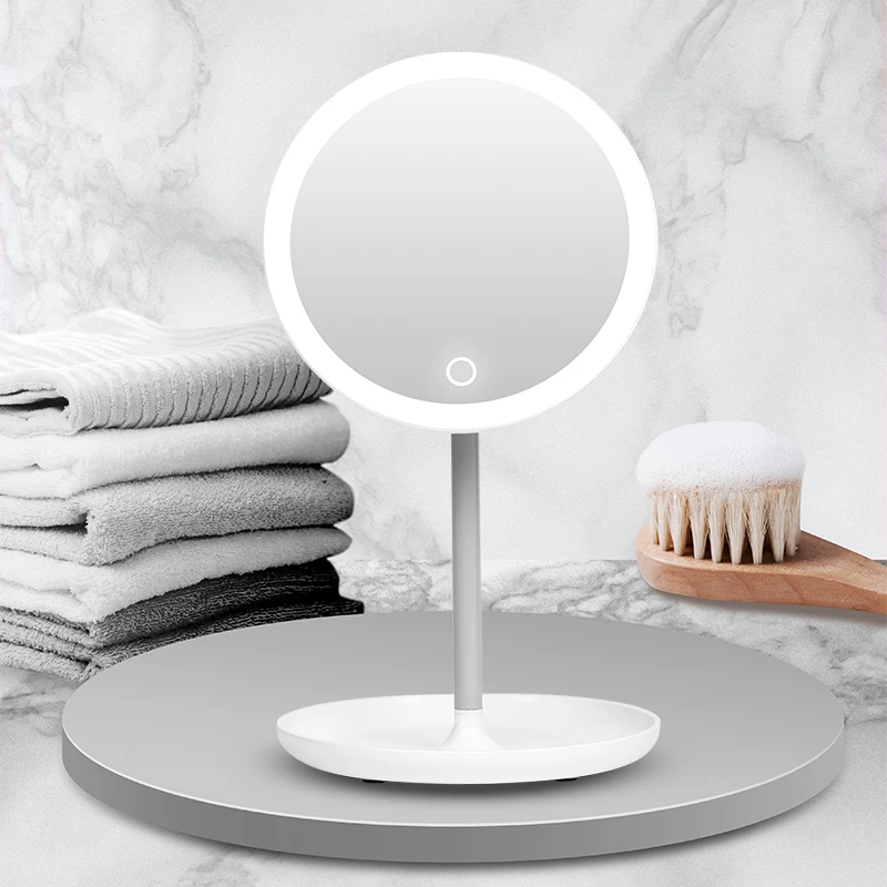 Best quality easy storage bright professional led cosmetic vanity round mirror with lights for home