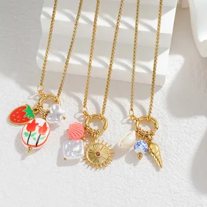 Hot Sale Strawberry Necklace for Women 18K Gold Plated Stainless Steel Layered Choker Ins Viral Light Luxury Jewelry