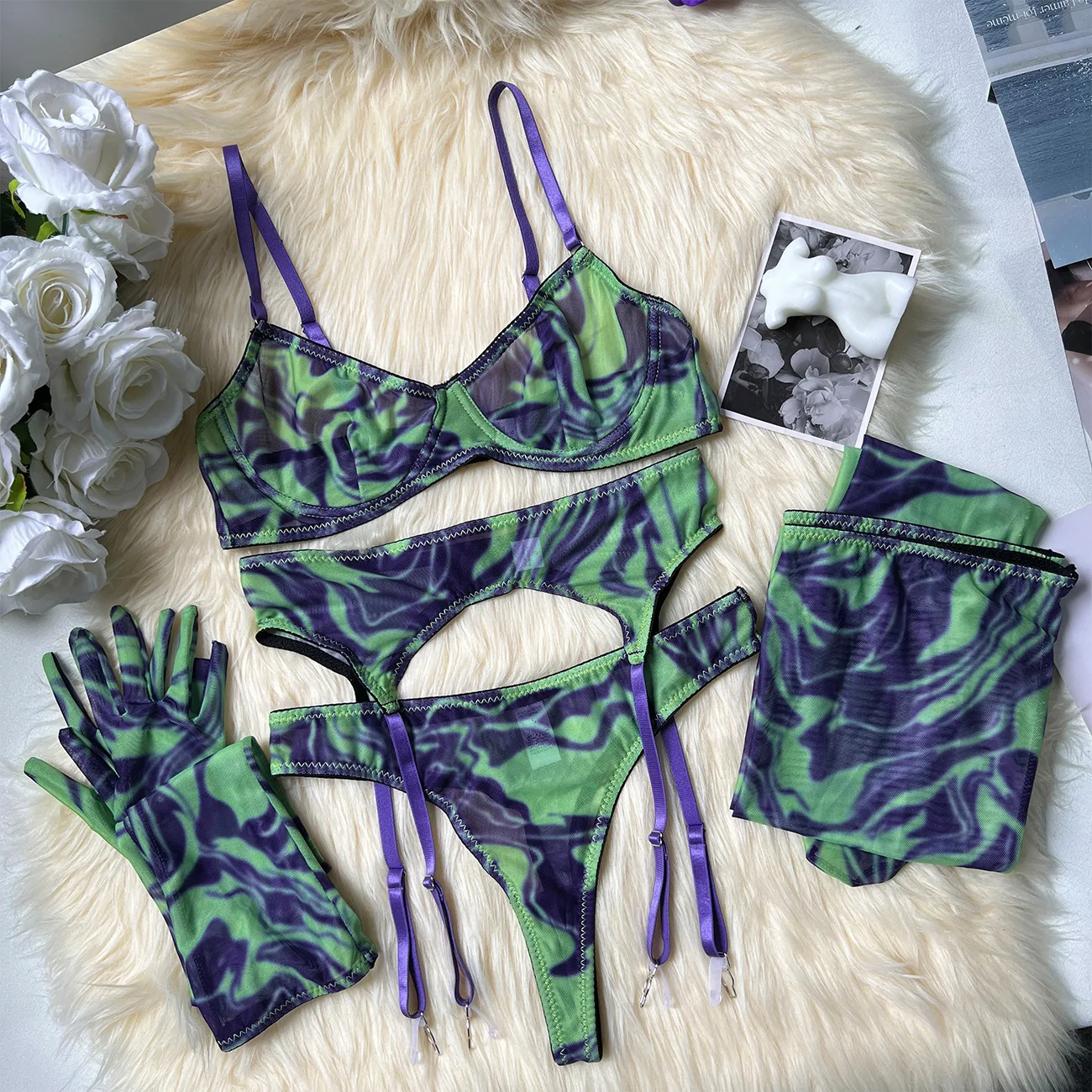 New Fashion Spicy Girl Tie Dyed Camo Underwear Set 5-piece Sexy Underwear Mesh Printed Soft Fabric| Alibaba.com New Fashion Spicy Girl Tie Dyed Camo Underwear Set 5-piece Sexy Underwear Mesh Printed Soft Fabric| Alibaba.com