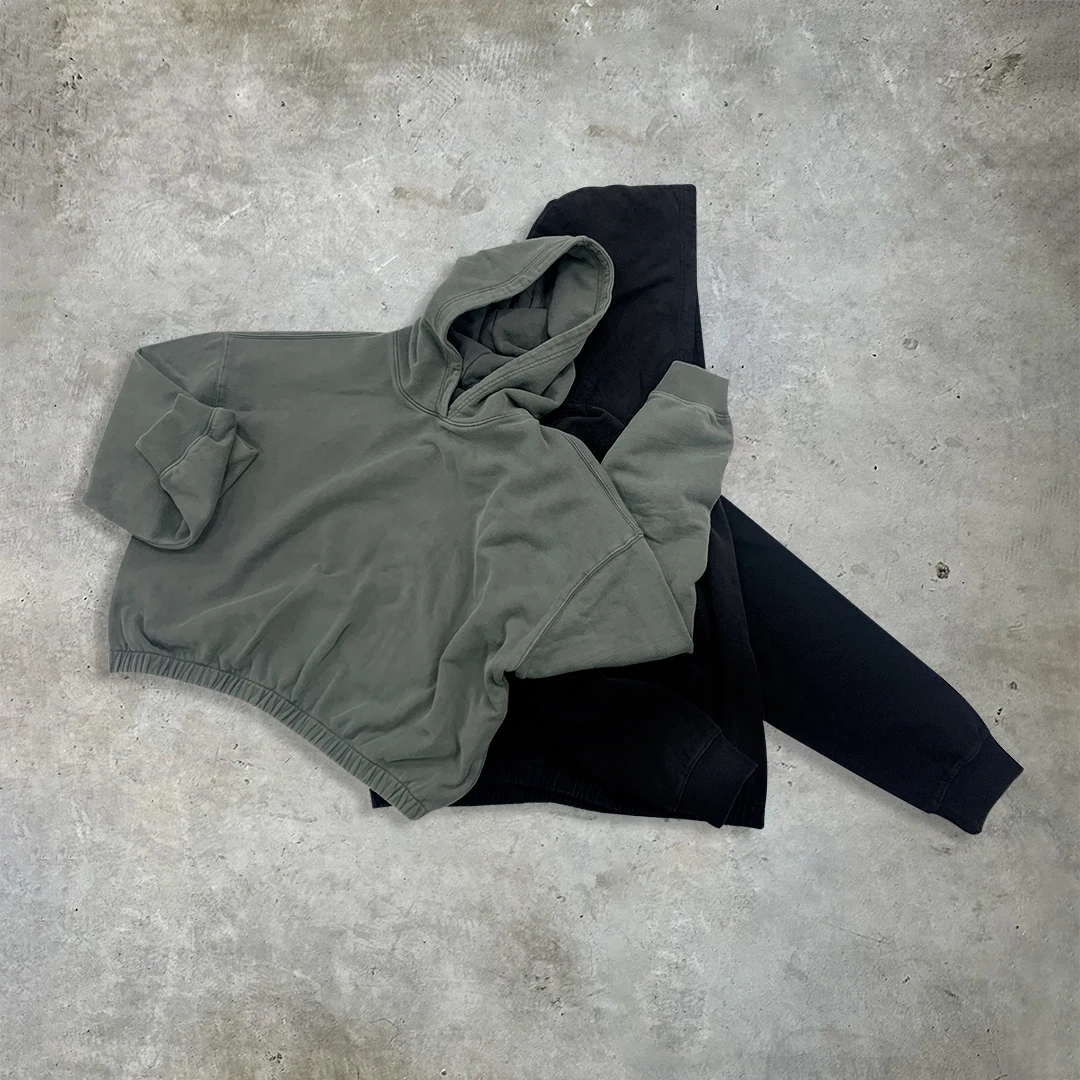 In Stock Essential Streetwear Pullover Sweatshirts Cotton Blank Plain Distressed Vintage Unisex Hodie Acid Wash Hoodies for Men gallery 7