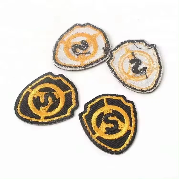 Embroidery Service Customized Black Twill Fabric Sew-on Embroidered Patches Logo Bordado for Clothing