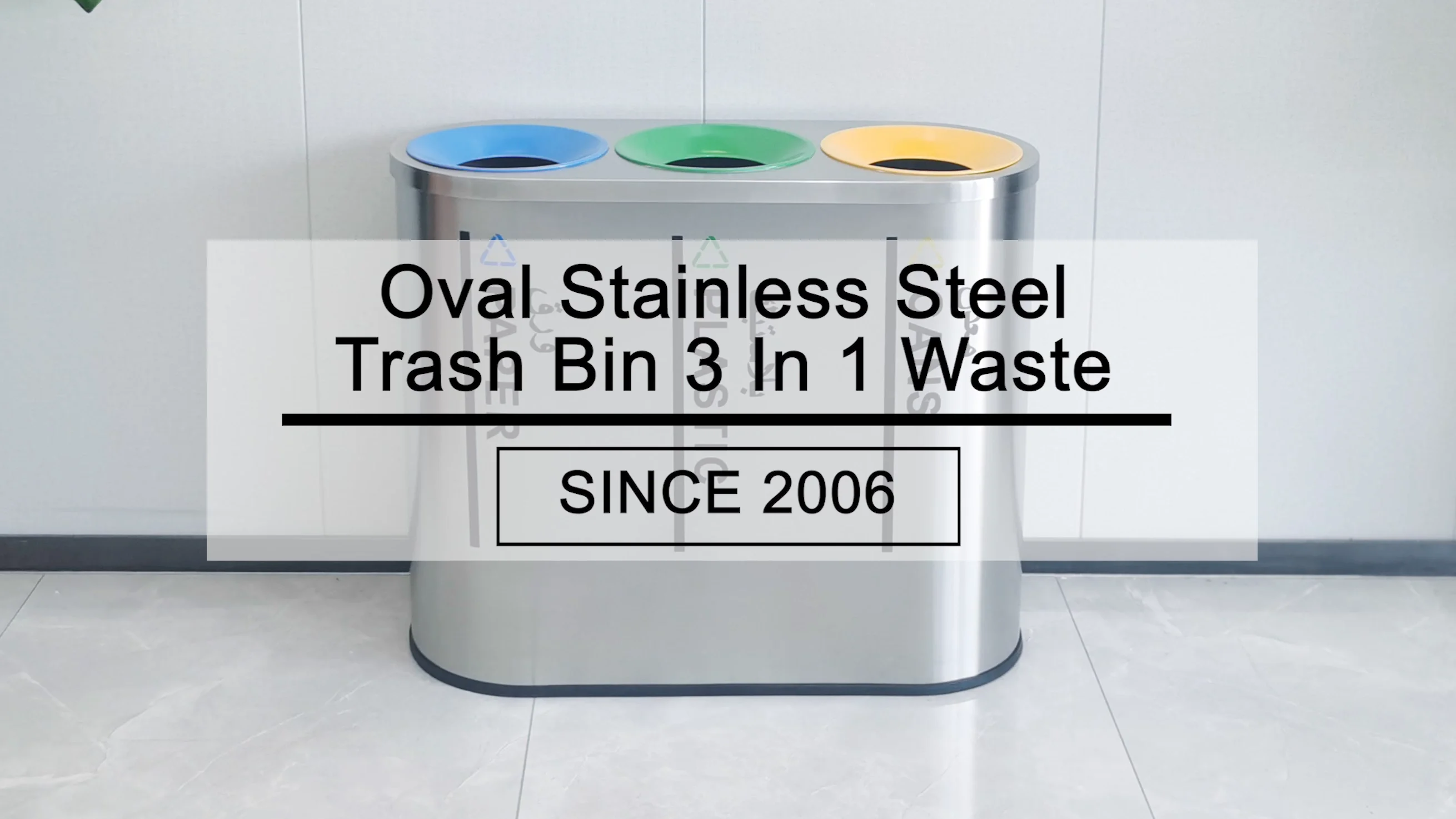 32 Gallon Recycle Waste Bin 3 Compatment Stainless Steel 3 In 1 Waste