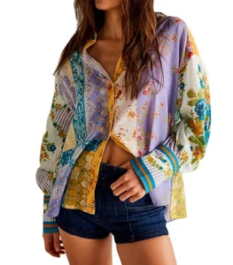 Women's Fashion Trendy Flower Patch Top Multiple Colors Floral Shirt 100% Polyester Waterproof Factory Wholesale Custom Fancy