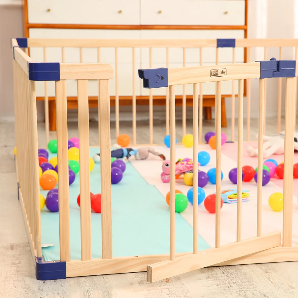 JollyBaby Wooden Folding Baby Playpen Wood Baby Fence Big Siz 61cm natural  wooden playpen