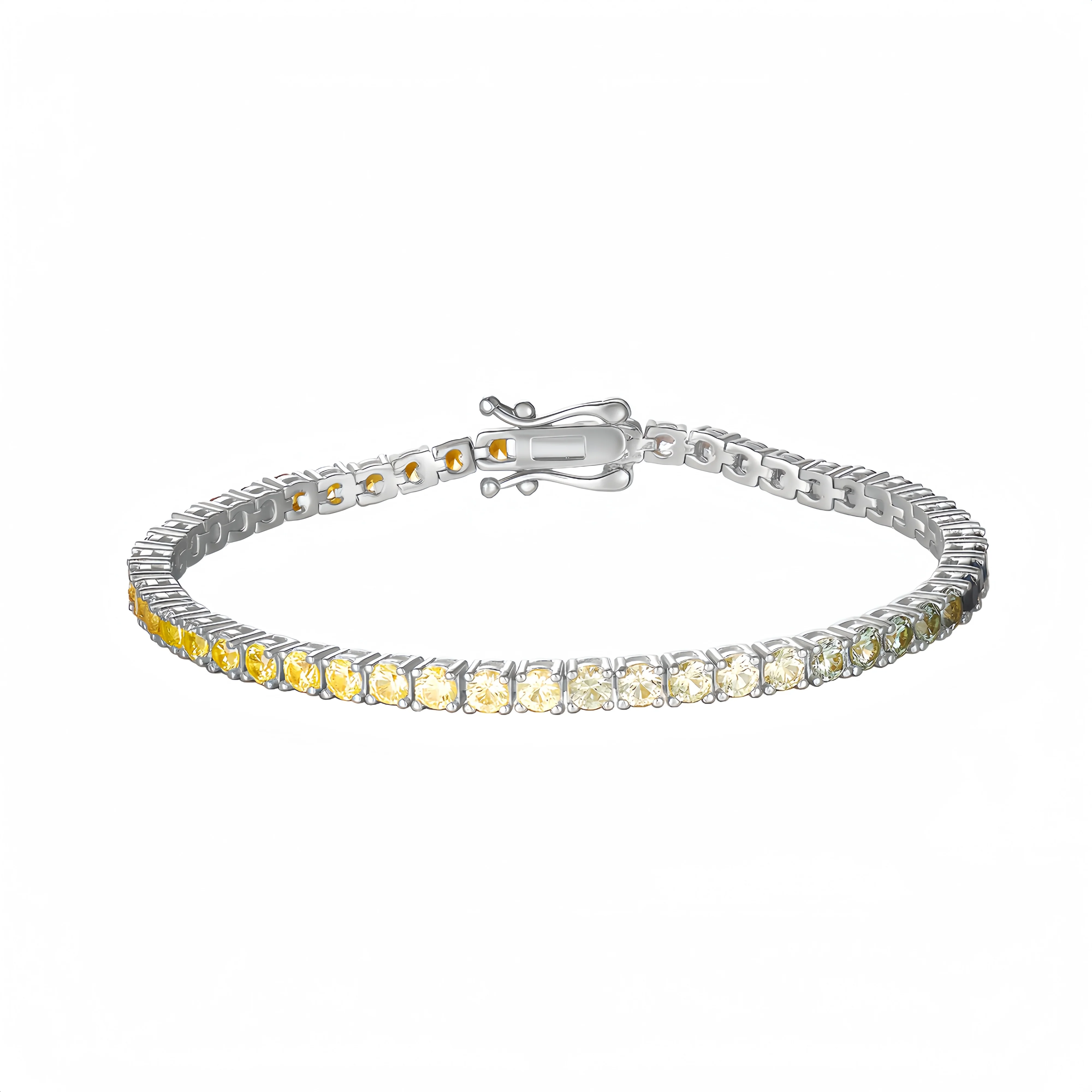 MUSHAN Jewelry Factory Fashion Lab Grown Gemstones Rainbow Colorful Tennis Chain Bracelet Hip Hop Jewelry Women Men Bracelets