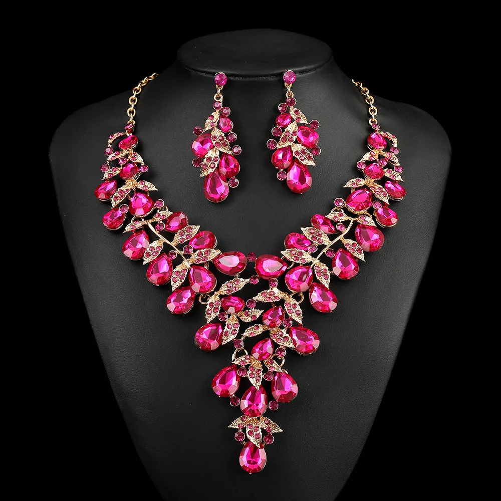 ZC113 Elegant Wedding Necklace Earrings Jewelry Set