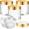 Clear with gold lid
