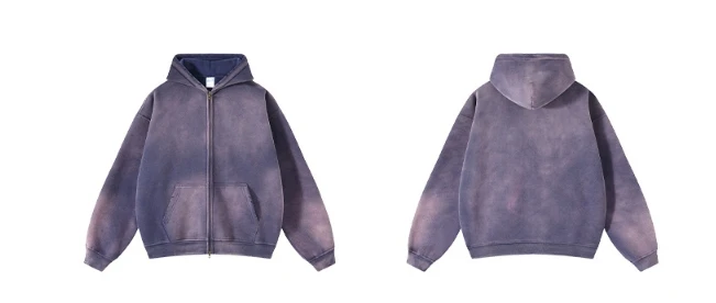 Vintage Cotton Hoodie Men Distressed Washed Oversized Heavyweight Women Plain Color Casual Autumn Fall Winter