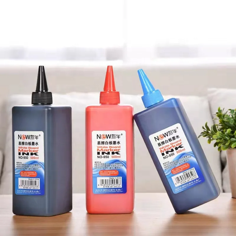 Non toxic large capacity red black blue dry erasable refillable whiteboard ink 500ml