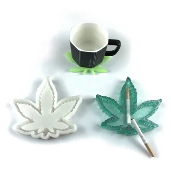 China Supplier DIY Epoxy Ashtray Resin Mold Maple Leaf Container Ashtray Casting Silicone Molds for Resin Home Decoration
