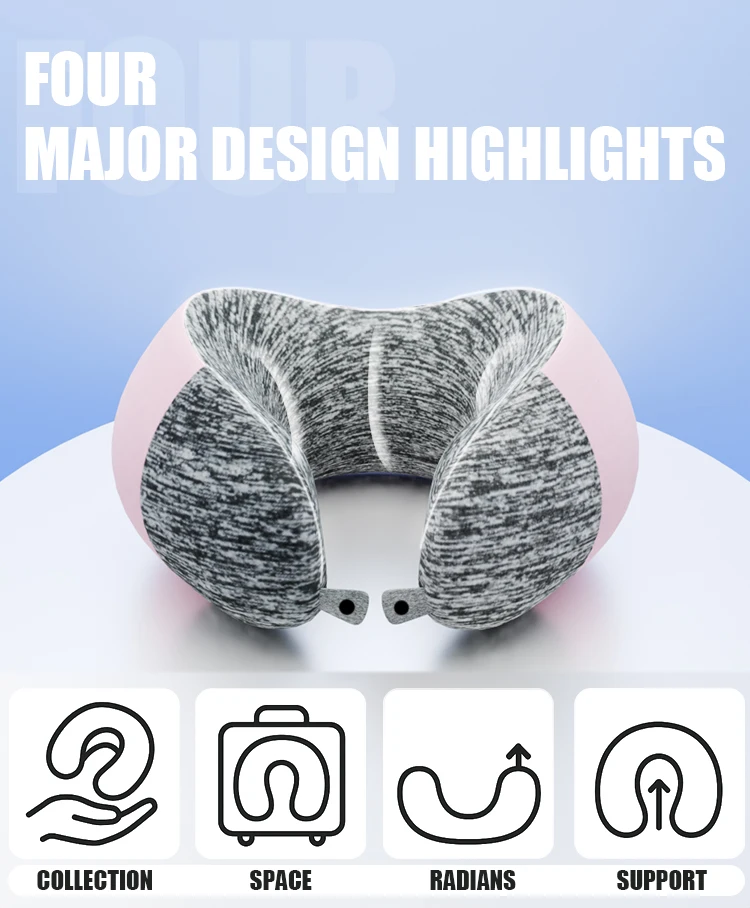 High Quality U-Shaped Travel Pillow Wholesale Memory Foam Airplane Neck Support Washable Modal Cover Portable Cervical Neck