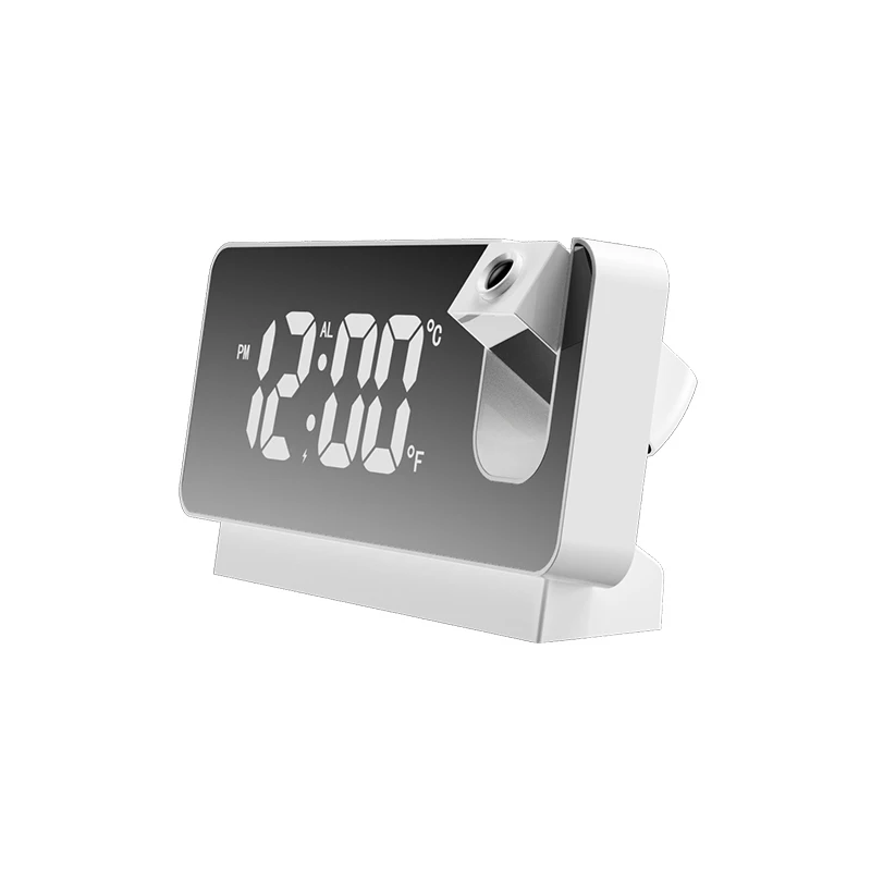 Time Projection Mirror LED Digital Table Alarm Clock Silent Working Time Temperature Projector Bedroom Mirror Desk Clock
