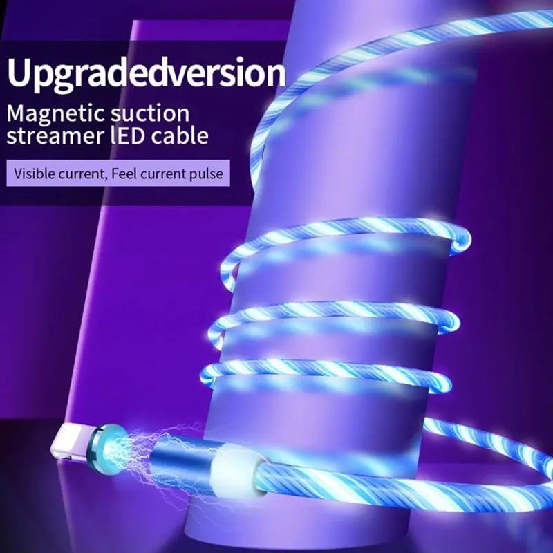 2021 3 в 1 светодиодный магнитный зарядный кабель Micro Usb Type C Магнитный usb-кабель для