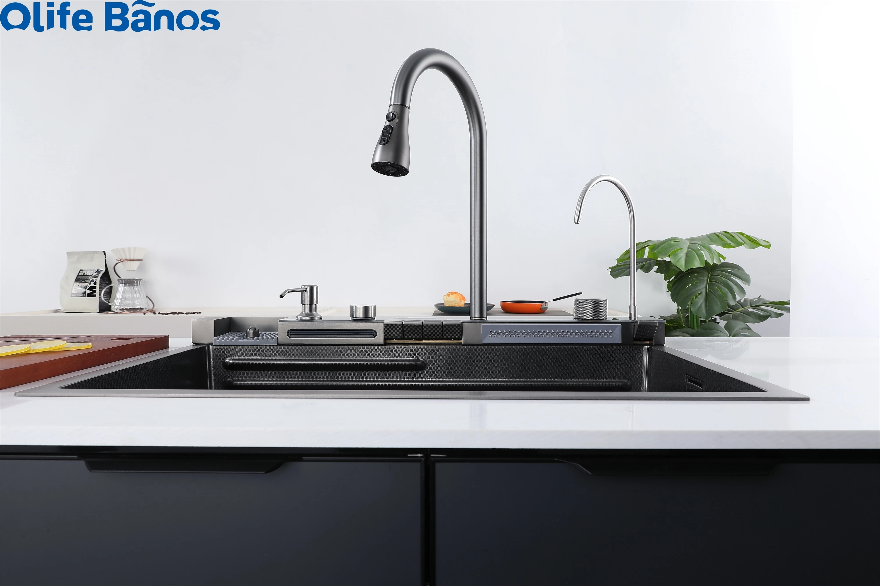 2023 New Trend  Nano Black  Stainless Steel 304 Piano Key Rainfall Fregadero De Cocina Ceramic Farmhouse Kitchen Sink supplier