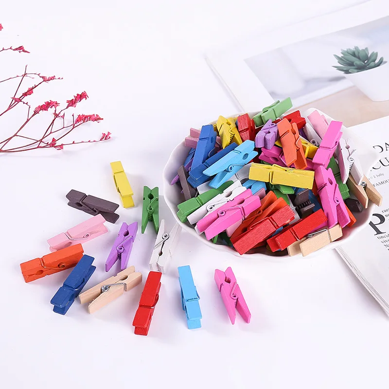 Arricraft 500pcs Mini Wooden Clothespins, Natural Wood Photo Paper