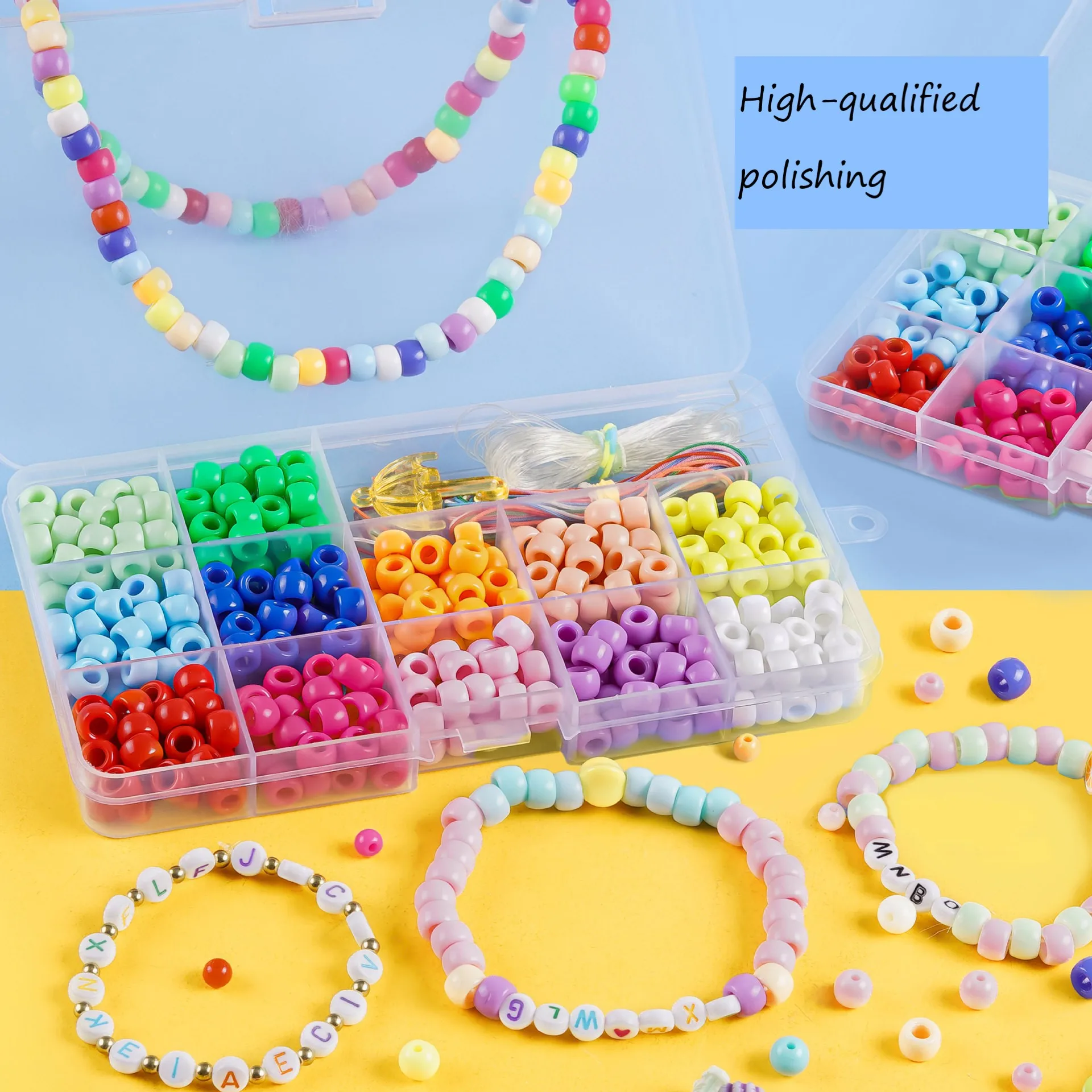 Wholesale Colorful 6*9mm Round Acrylic Pony Beads Kits For Kids Diy ...