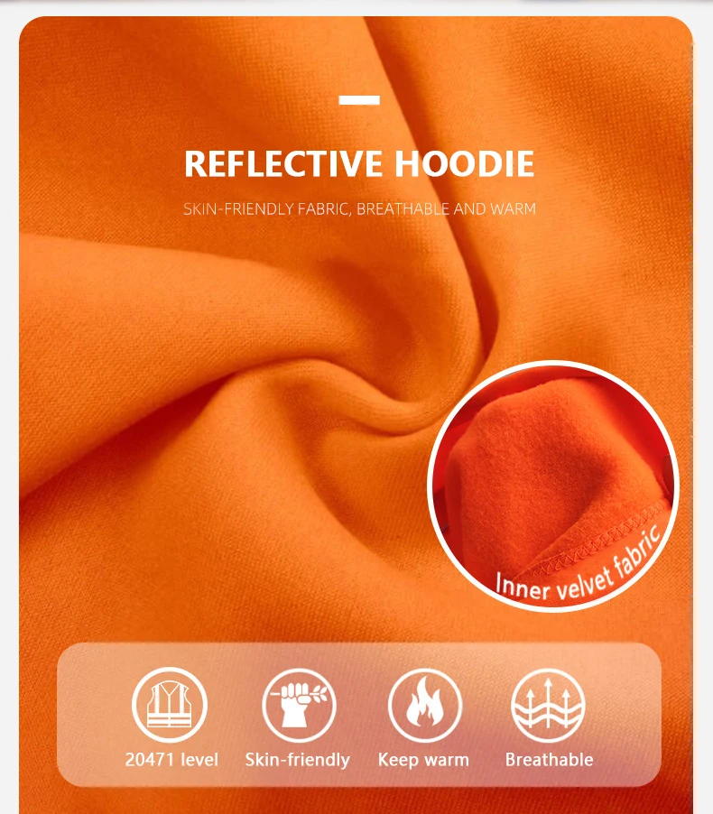 Custom Women Men's Reflective Hoodies Hi Vis Lightweight Sweatshirt High Visibility Outdoor construc