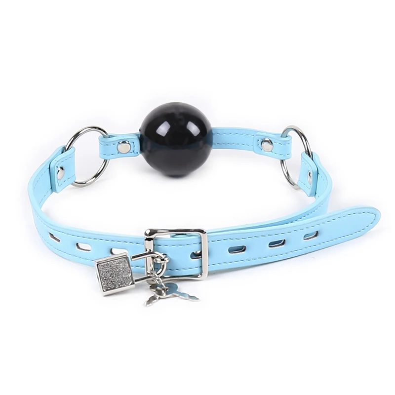 Premium TPE Ball Gag with Padlock Bondage Restraints Open Mouth Breathable Sex Ball Harness Strap Gag Sex Toy for Women