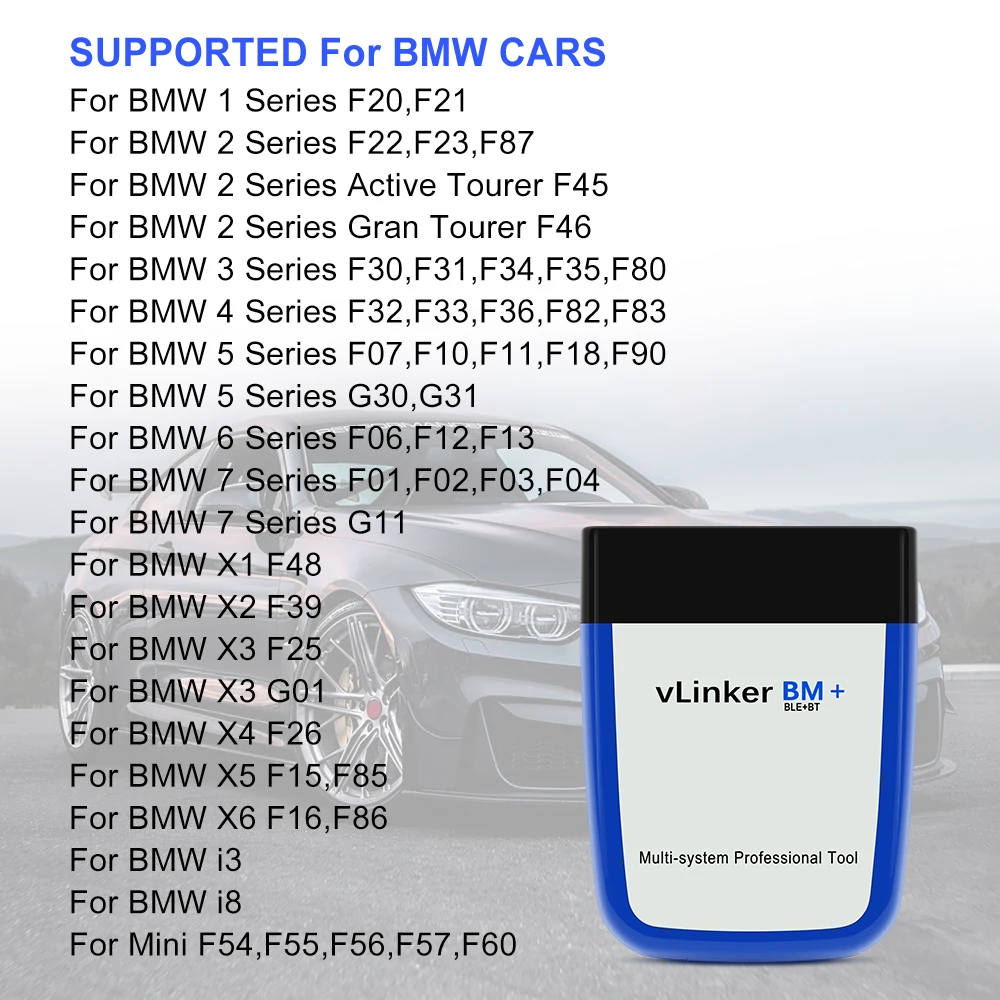 Vgate VLinkerBMワイヤレス接続BT4.0OBD2コードリーダーforAndroidiOS車診断スキャナー