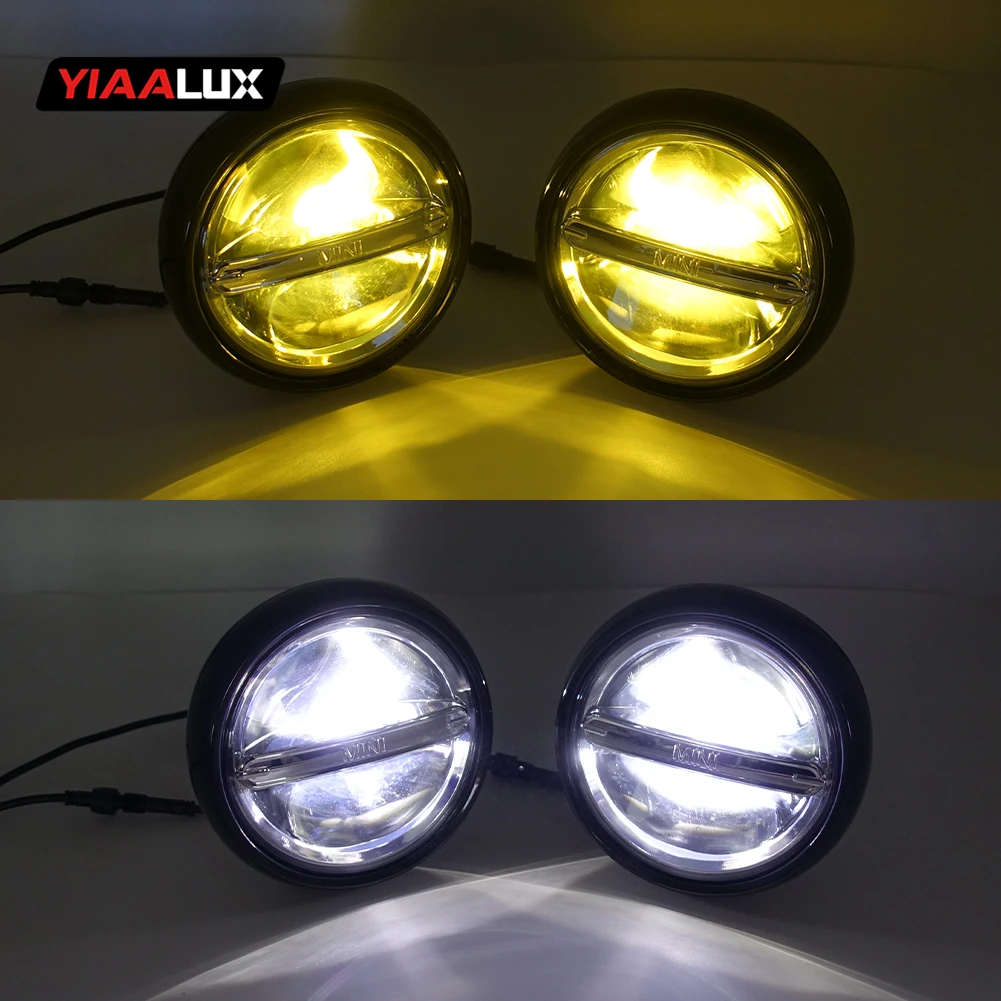 click switch white/yellow auxiliary grille lamp daytime running light for BMW mini cooper