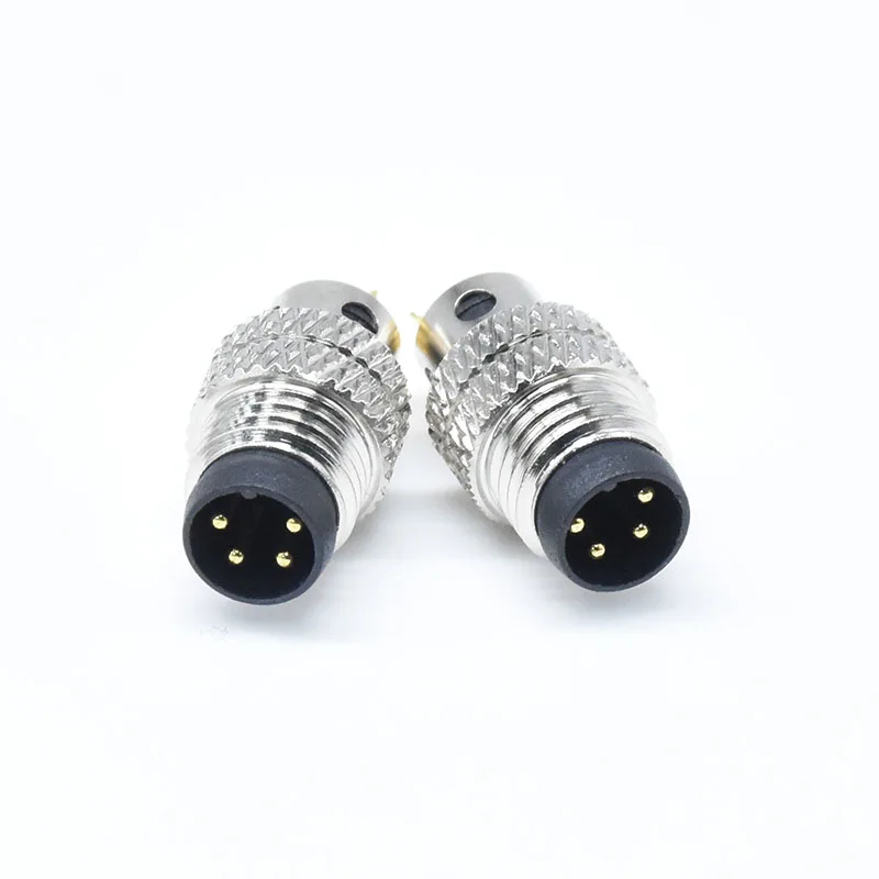 Ip67 Waterproof 4pin A Code Connectors Knurling m12 4-Pin Wire Cable Straight Male m12 Mold Connector