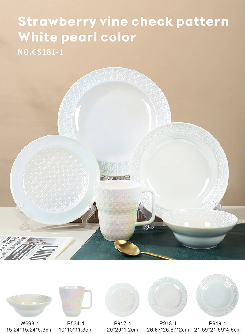 product wholesale ceramic porcelain reusable dinnerware set round shape salad platter dish plate for hotels home use-2
