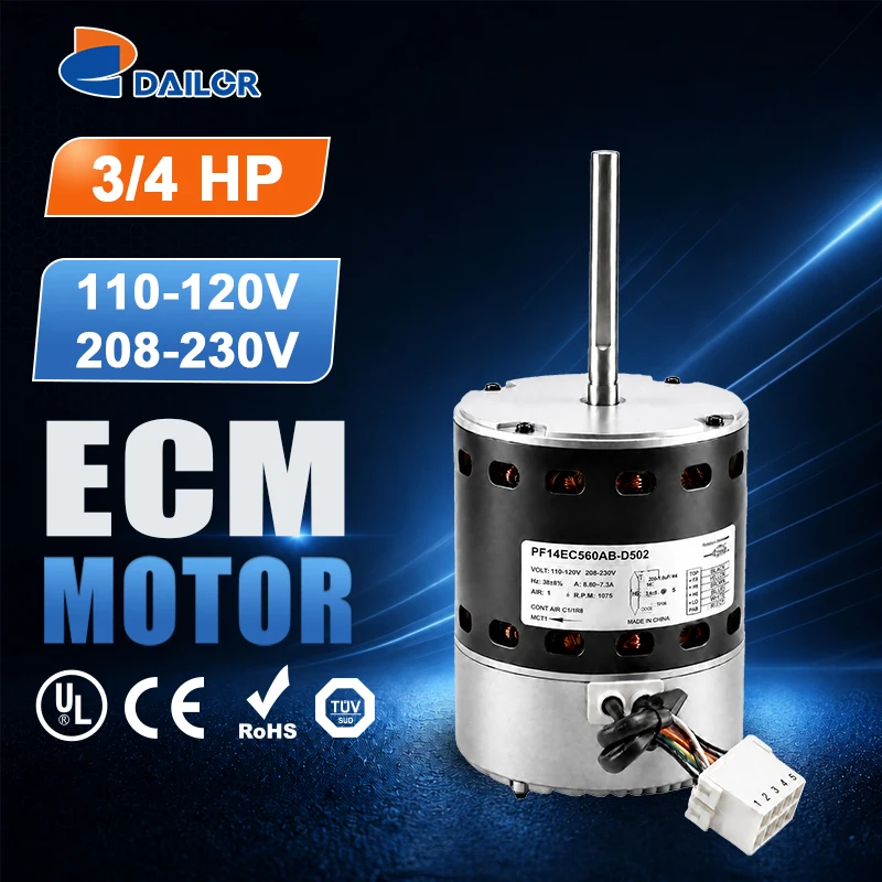 motore ECM per ventilatori di recupero aria fresca (ERV/HRV), sostituzione, 3/4 HP, 110-120 V / 208-230 V, 1075 giri/min, modello X-13, conforme alla direttiva ErP