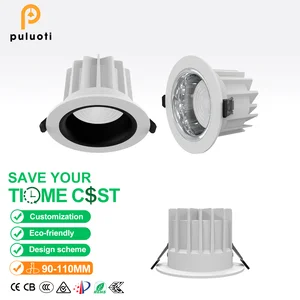Downlight Recessed Deep Cup Anti-Glare IP65 Waterproof Aluminum Full-Spectrum Eye Protection for Bathrooms and Commercial Spaces