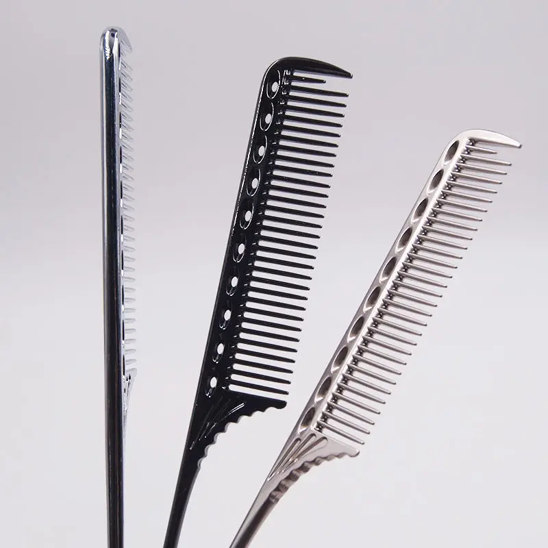 Professional Space Aluminum Hairdressing Salon Hair Cutting Styling Gold Metal Rat Tail Comb 6700