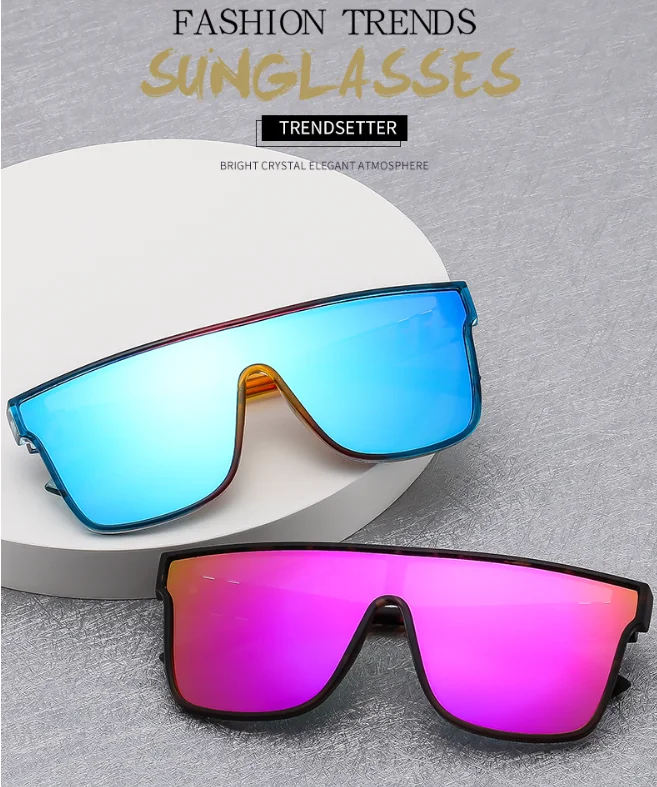 Gafas de sol originales para hombre y mujer con montura cuadrada y lentes de espejo, color rosa y azul, entrega rápida de fábrica